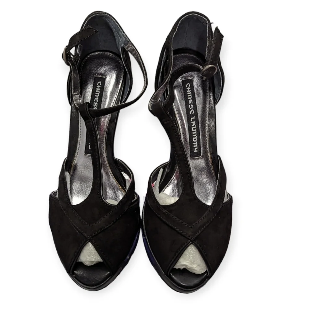 Chinese Laundry Heels Nyrvana Black Suede Open Toe Strappy High Heels NEW NIB - Picture 2 of 7